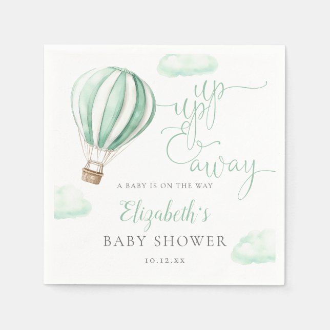 Neutrale Babydusche mit Heißluftballon Serviette (Vorderseite)