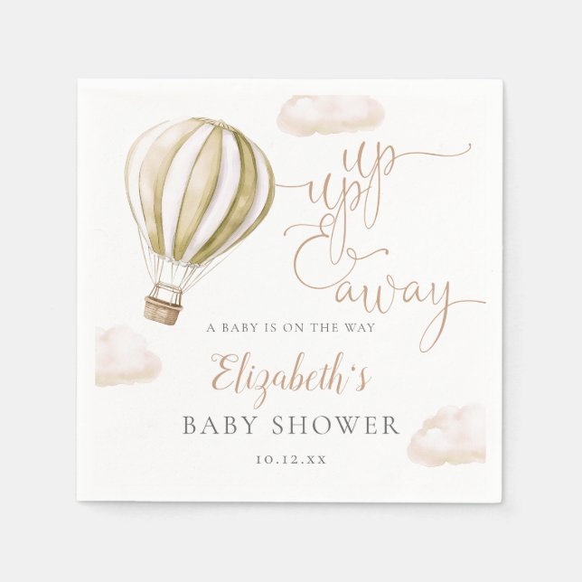 Neutrale Babydusche mit Heißluftballon Serviette (Vorderseite)