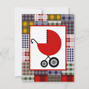 Neutrale Babydusche - Red Carriage & Kariert Einladung