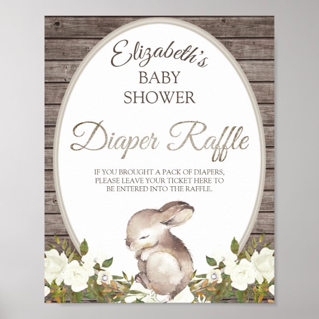 Neutrale Babydusche-Windeln-Raffle für das Hasen-G Poster (Vorne)