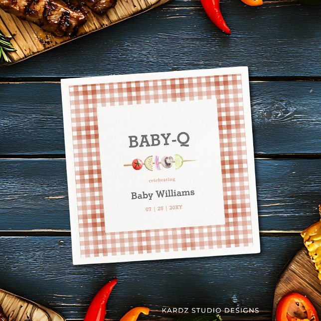 Neutrale BabyQ Baby Dusche für personalisiertes Ge Serviette (Personalize with couple or family name and date.)
