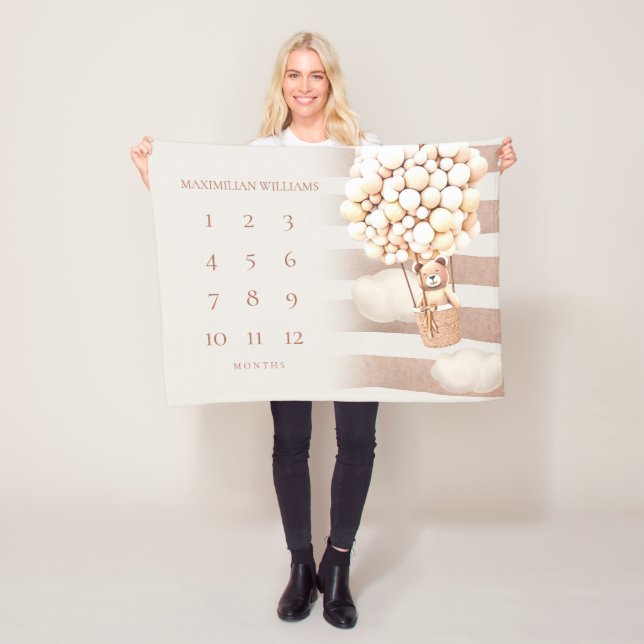 Neutrale Bärenballons Meilenstein Baby Blanke Fleecedecke (Beispiel)