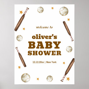 Neutrale Baseball-Baby-Shower-Willkommen Poster
