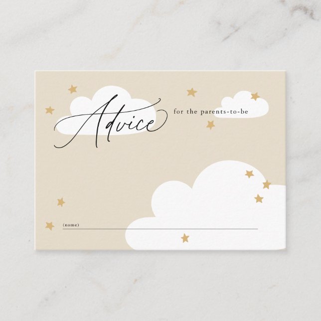 Neutrale Beige Babydusche für Sterne und Wolken Begleitkarte (Vorderseite)