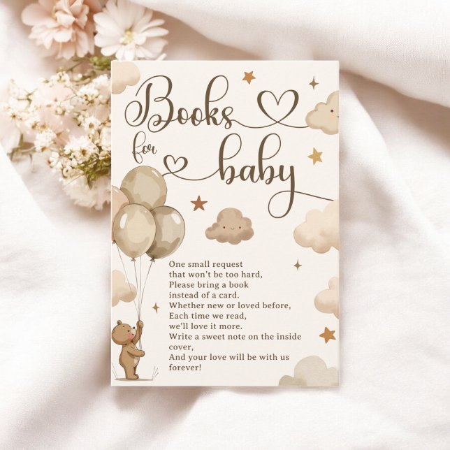 Neutrale Beige Bärenbücher für Babydusche Begleitkarte (Neutral Beige Bear Books for Baby Shower Request Enclosure Card)