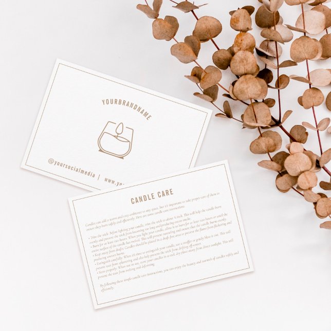 Neutrale Beige Candle Care Instruction Card Dankeskarte (Von Creator hochgeladen)