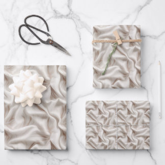 Neutrale Beige-, Creme- und Elfenbein-Verpackungsp Geschenkpapier Set