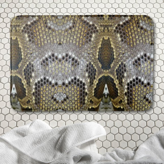 neutrale, beige, farbige Schlangenhaut Badematte (neutral brown beige animal print snake skin bath mat)