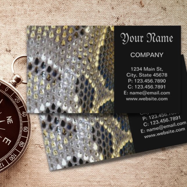 neutrale, beige, farbige Schlangenhaut Visitenkarte (neutral brown beige animal print snake skin business card)