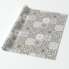 Neutrale, beige, graue, marokkanische Fliesen Geschenkpapier
