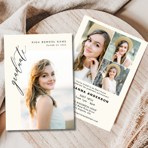 Neutrale Beige Minimalistische Foto Graduation Par Einladung