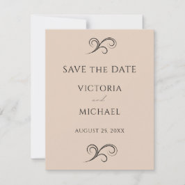 Neutrale Beige Minimalistische Hochzeit Save The Date