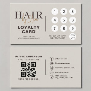 Neutrale Beige QR-Code Friseursalon Treuekarte