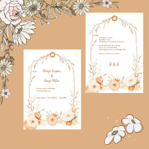 Neutrale Beige Rustikale Blütenrahmenhochzeit