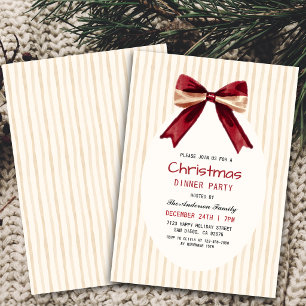 Neutrale Beige Streifen Weihnachts Dinner Party Einladung