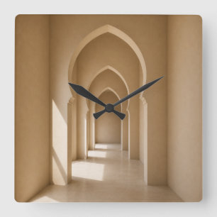 Neutrale beige Wanddekoration Quadratische Wanduhr