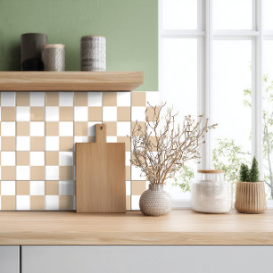 Neutrale beige-weiße Schachbrett-Keramikfliese Fliese