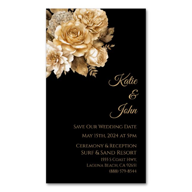 Neutrale Blume Bouquet-Wedding Rette unser Date- Magnetische Visitenkarte (Vorderseite Vertikal)