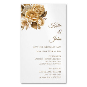Neutrale Blume Bouquet-White-Hochzeit Rettete unse Magnetische Visitenkarte