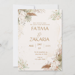 Neutrale Bohemische florale Elegant Hochzeitseinla Einladung