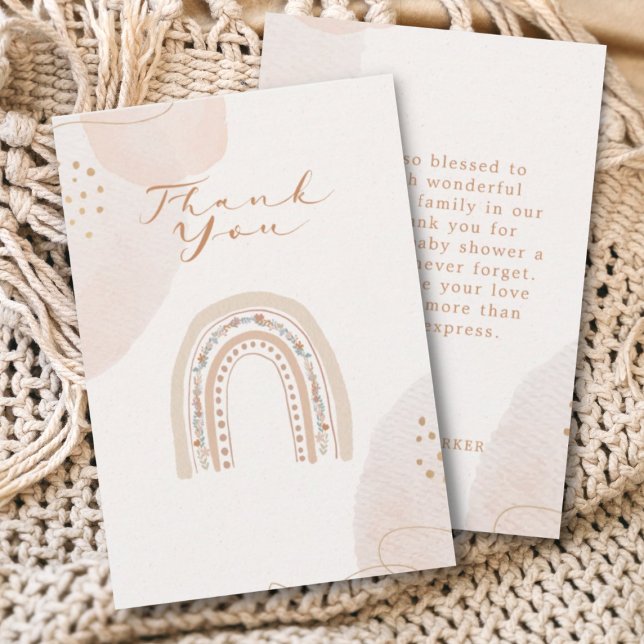 Neutrale Bohemische Regenbogenkalligraphie Dankeskarte (Von Creator hochgeladen)