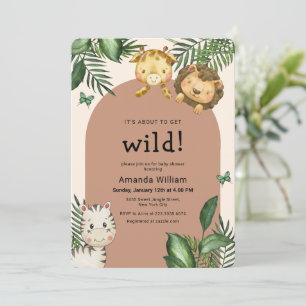 Neutrale Boho-Bogen-Wild-Safari-Tiere-Baby-Party Einladung