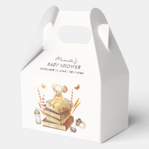 Neutrale Boho Book Mouse Babydusche Geschenkschachtel
