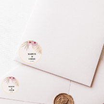 Neutrale Boho-Botanik-Hochzeits-Rundsticker-Etiket