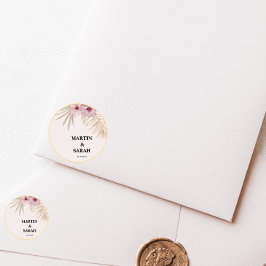 Neutrale Boho-Botanik-Hochzeits-Rundsticker-Etiket Runder Aufkleber
