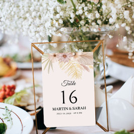 Neutrale Boho-Botanische-Hochzeit-Tischnummer-Kart Tischnummer