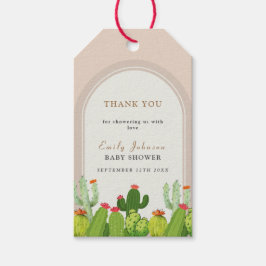 Neutrale Boho Cactus Arch Baby Shower Geschenkanhänger
