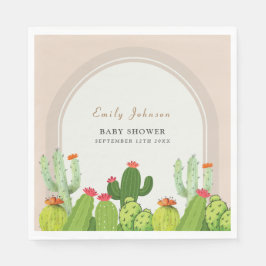 Neutrale Boho Cactus Arch Baby Shower Serviette