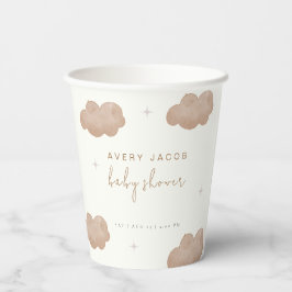 Neutrale Boho Clouds Stars Babydusche Pappbecher