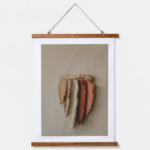 Neutrale Boho-Feder-Wandkunst, Rustikal M Wandteppich Mit Holzrahmen