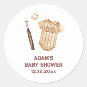 Neutrale Boho Little Slugger Baseball-Baby-Party Runder Aufkleber