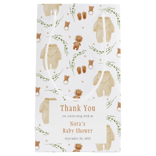 Neutrale Boho Muster Baby Dusche Kleine Geschenktüte (Vorderseite)
