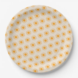 Neutrale Boho Sun Baby Dusche Pappteller