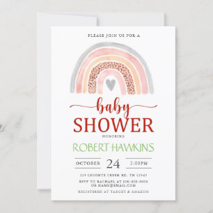 Neutrale Boho Wasserfarbe Rainbow Baby Shower Einladung