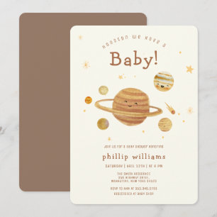 Neutrale Boho-Weltraum-Sonnensystem-Baby-Party  Einladung