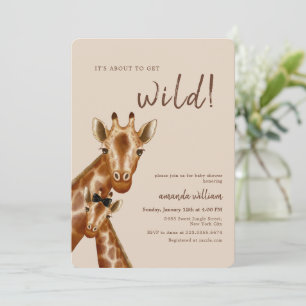 Neutrale Boho-Wild-Safari-Mama-Giraffe-Baby-Party Einladung