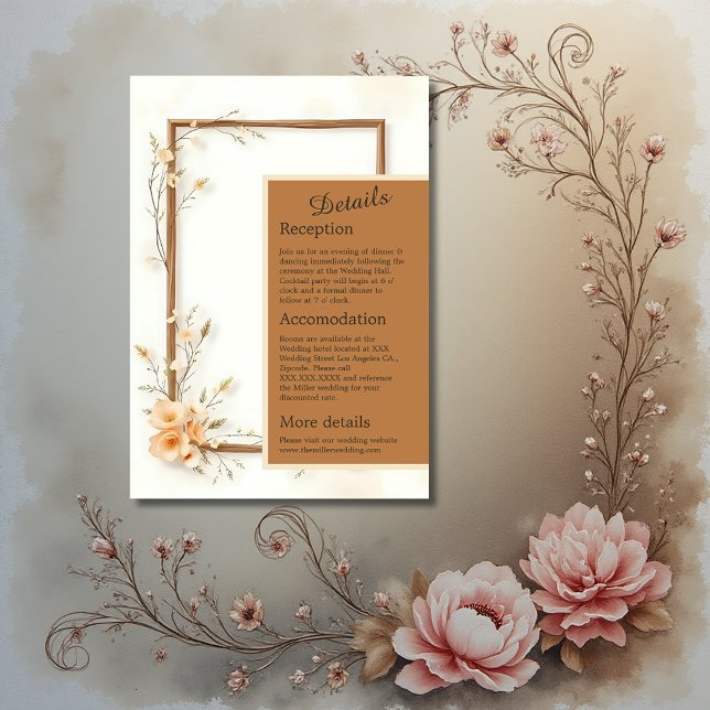 Neutrale Botanische Akzente Hochzeit Begleitkarte (Von Creator hochgeladen)