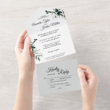 Neutrale botanische Hochzeit in einer Einladung