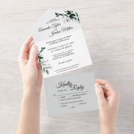 Neutrale botanische Hochzeit in einer Einladung