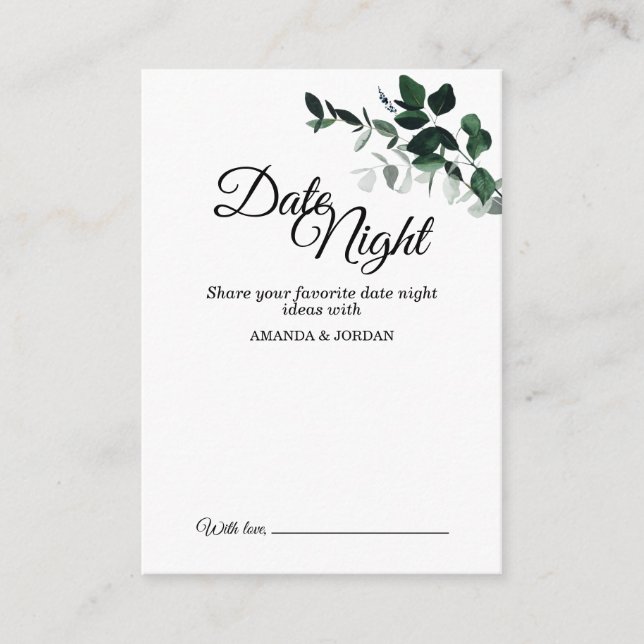 Neutrale Botanische Hochzeitdatum-Nachtberatungska Hinweiskarte (Vorderseite)