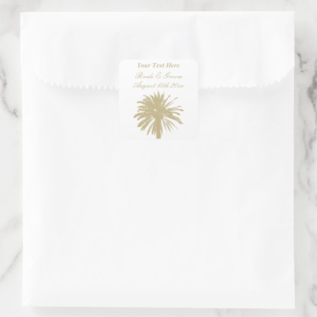 Neutrale bräunliche Farbpalette elegante Hochzeit  Quadratischer Aufkleber (Tasche)