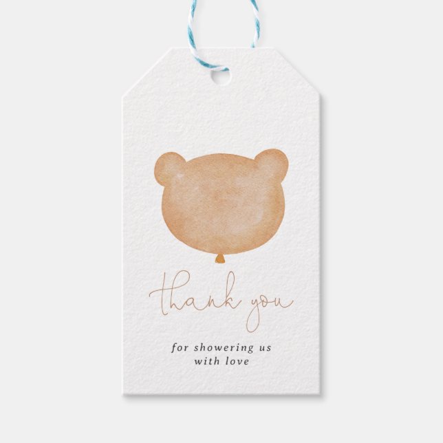 Neutrale Braunteddybärdusche Geschenkanhänger (Vorderseite)