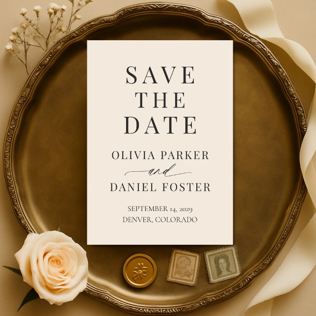 Neutrale Champagne-Hochzeit Save the Date (Von Creator hochgeladen)