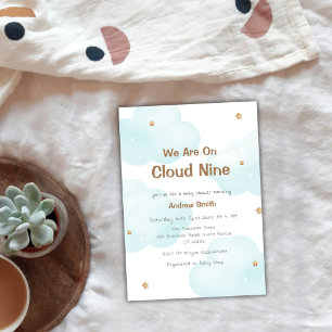 Neutrale Cloud Nine Stars Babydusche Einladung
