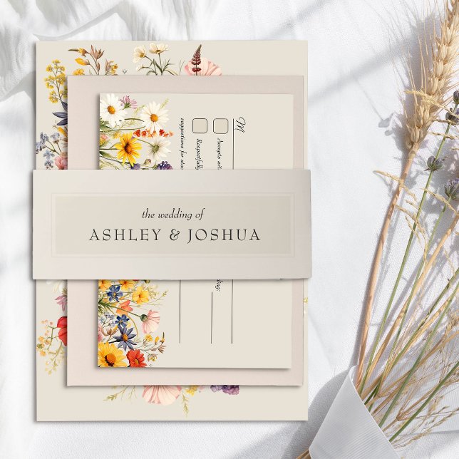 Neutrale Creme Beige Einfache Minimale Hochzeit Einladungsbanderole (Neutral wedding invitation belly bands from Rustic Wildflower Wedding Collection by Darling & May
)