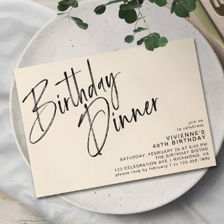 Neutrale Creme Ivory Elegante Modernes Abendessen Einladung